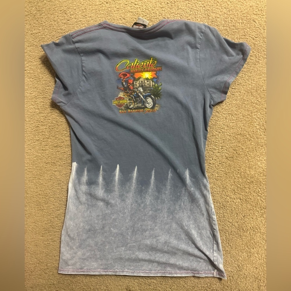 Harley Davidson Caliente San Antonio Motorcycle Graphic Tie Dye Tee size large